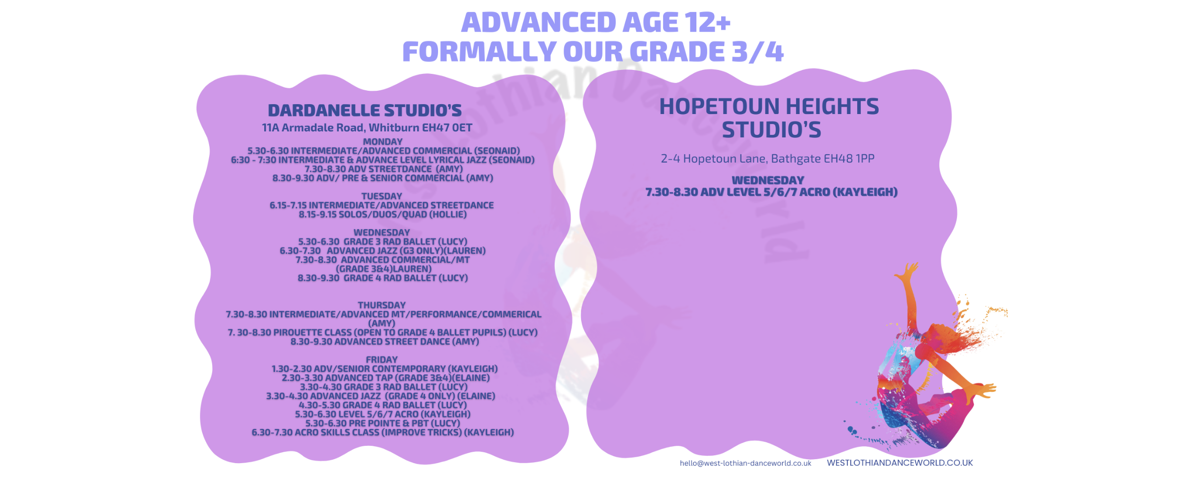 advanced level class timetable