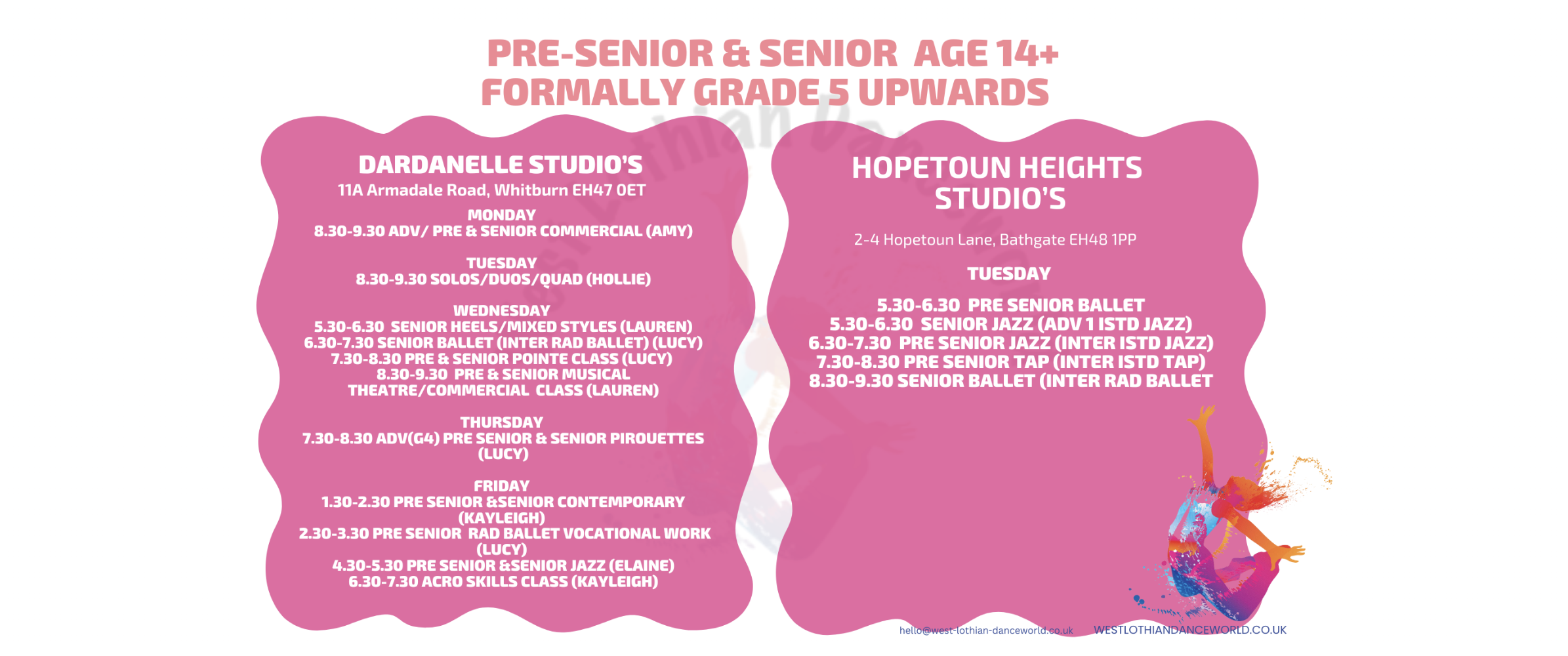 pre senior and senior class times